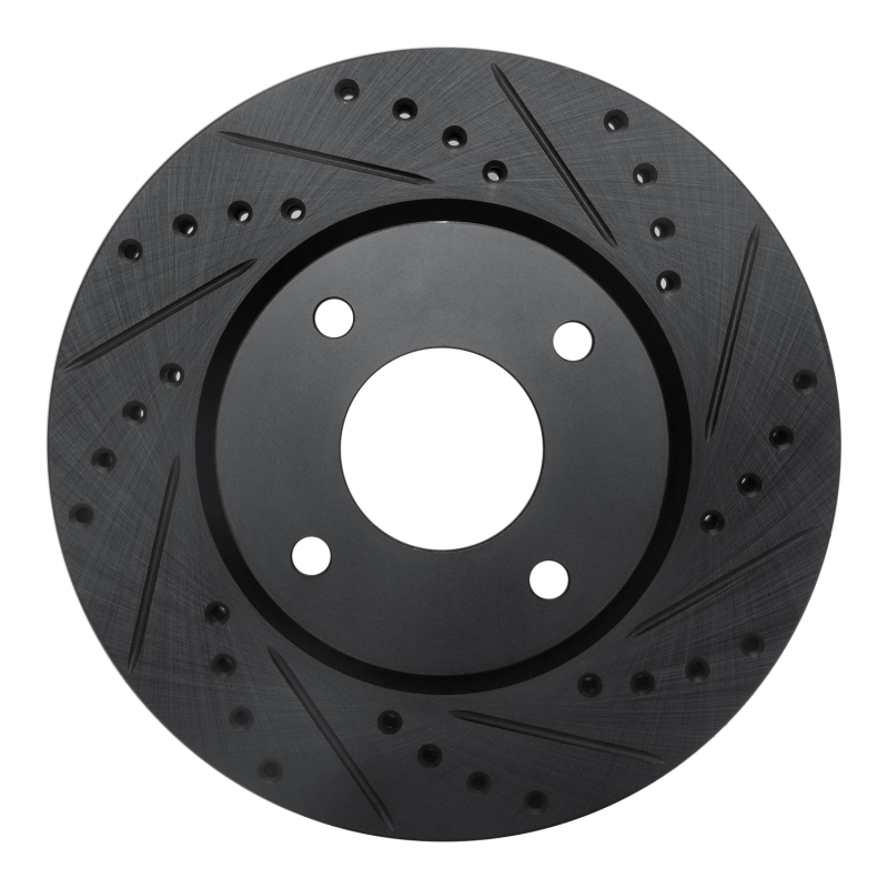 Nissan Cube Brake Rotor (1) - Front Right - R1 Concepts - Drilled & Slotted - Black - `07-`14